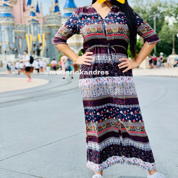 NWT bohemian print maxi dress boho party cocktail - Picture 12 of 16